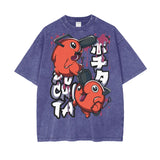 Pochita Chainsaw Man Oversize Snow Washed T-Shirt ODMPOD