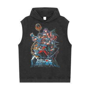 Saint Seiya Snow Washed Sleeveless Hoodie ODMPOD