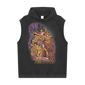 Saint Seiya Snow Washed Sleeveless Hoodie ODMPOD