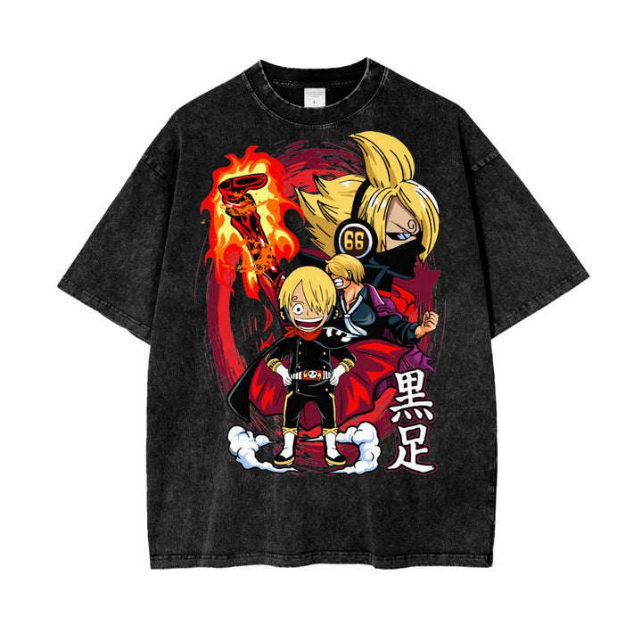 Sanji One Piece Oversize Snow Washed T-Shirt ODMPOD