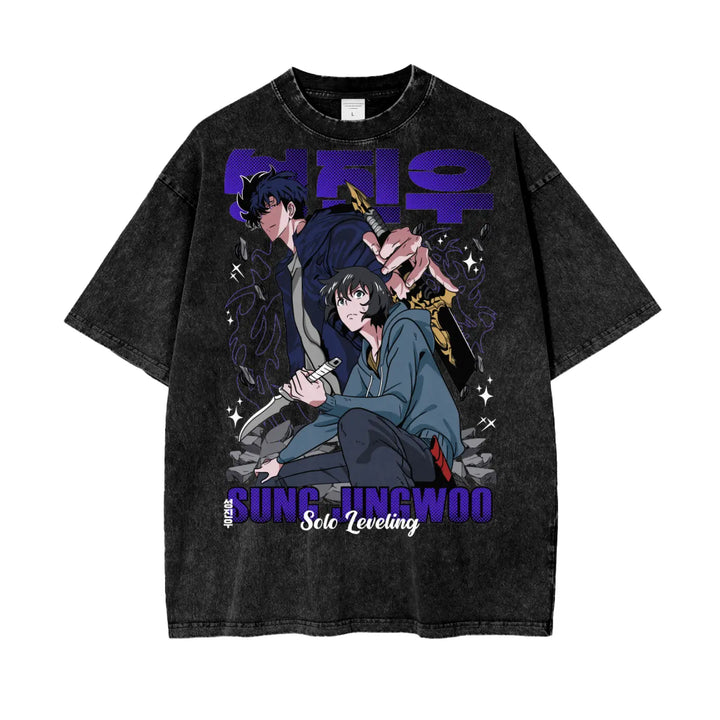 Solo Leveling Oversize Snow Washed T-Shirt ODMPOD