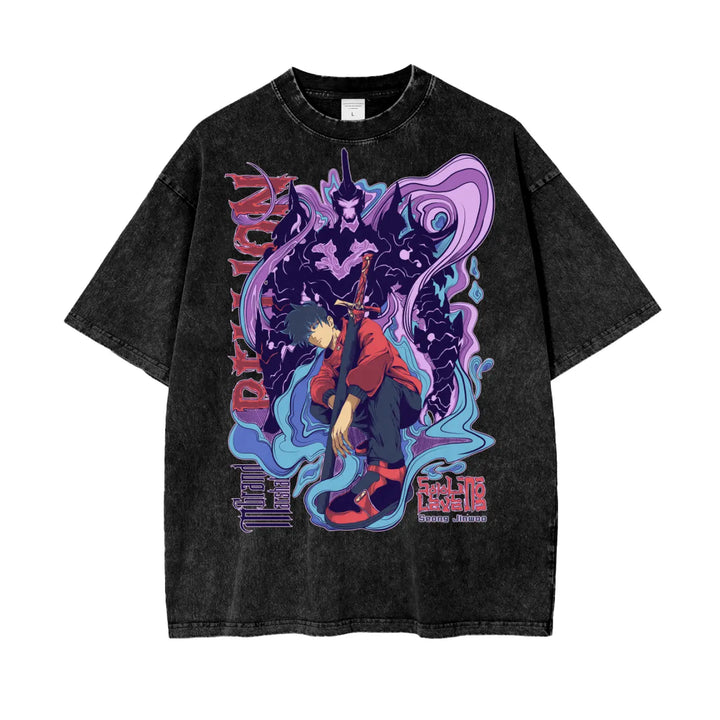 Solo Leveling Oversize Snow Washed T-Shirt ODMPOD