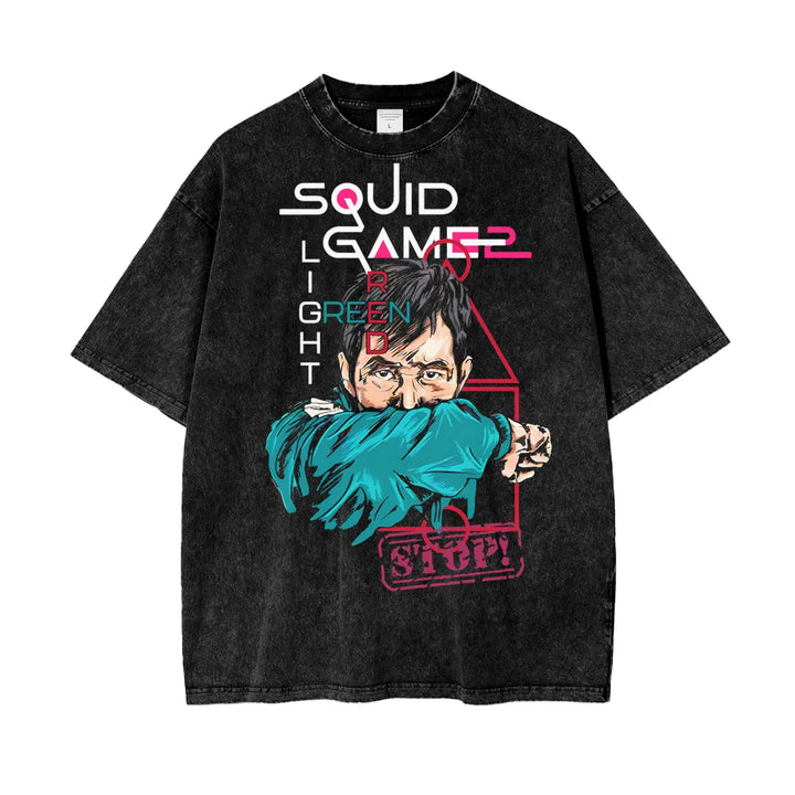 Squid Game Oversize Snow Washed T-Shirt ODMPOD