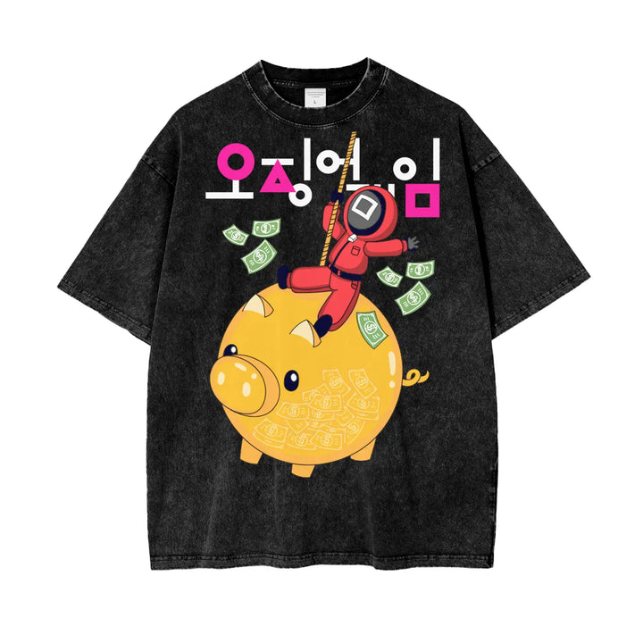 Squid Game Oversize Snow Washed T-Shirt ODMPOD