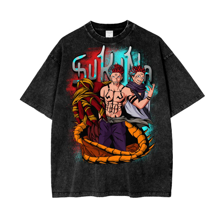 Sukuna Jujitsu Kaisen Oversize Snow Washed T-Shirt ODMPOD