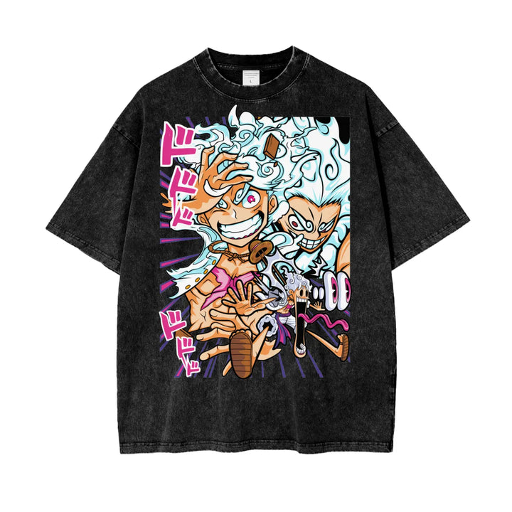 Sun God Luffy One Piece Oversize Snow Washed T-Shirt ODMPOD