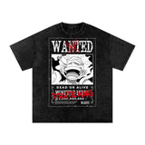 Sun god Luffy one piece Acid Wash Oversize T-Shirt ODMPOD