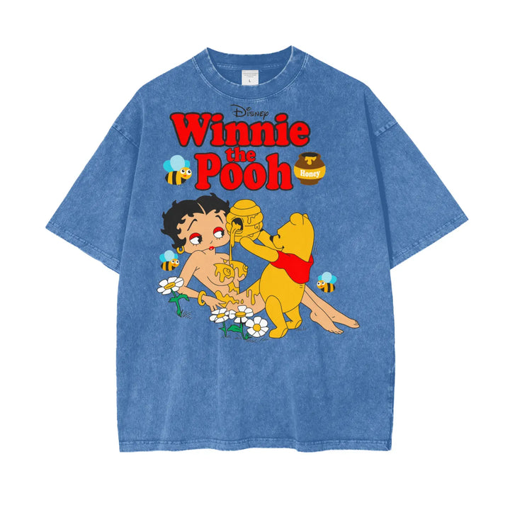 Winnie Pooh Oversize Snow Washed T-Shirt ODMPOD