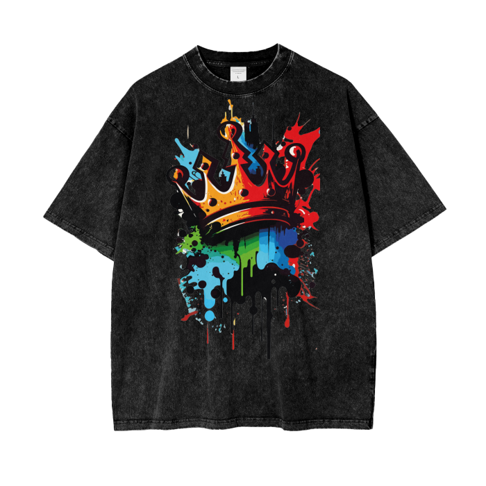 Crown Acid Wash Oversize T-Shirt ODMPOD
