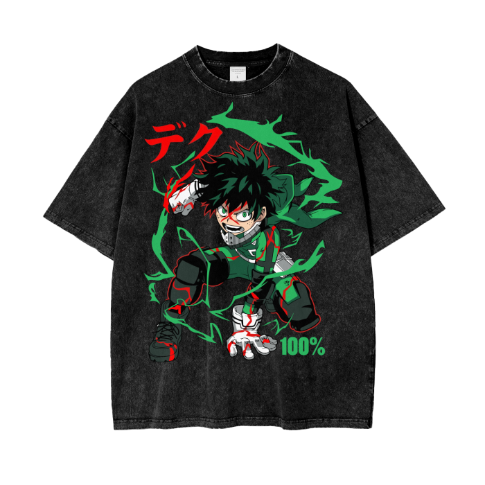 Deku My Hero Academia Acid Wash Oversize T-Shirt -