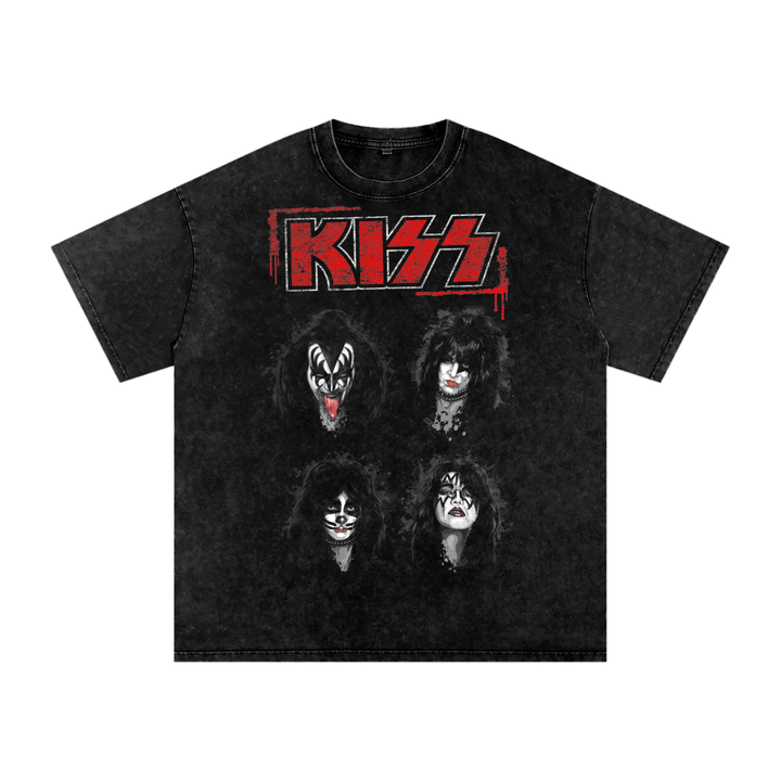 Kiss Acid Wash Oversize T-Shirt
