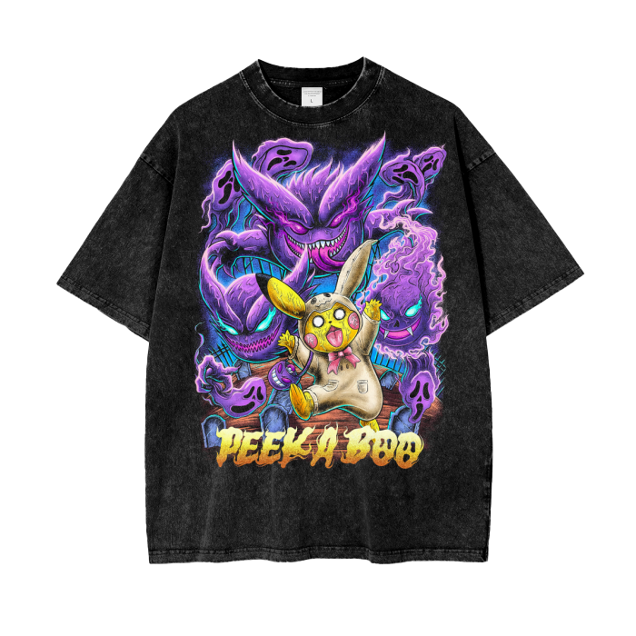 Ghost Pokemon Acid Wash Oversize T-Shirt -