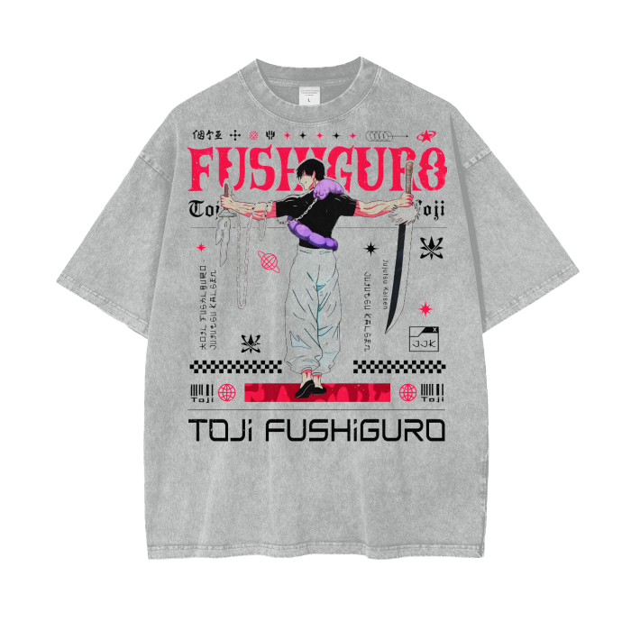 Toji Jujitsu Kaisen Oversize Snow Washed T-Shirt ODMPOD