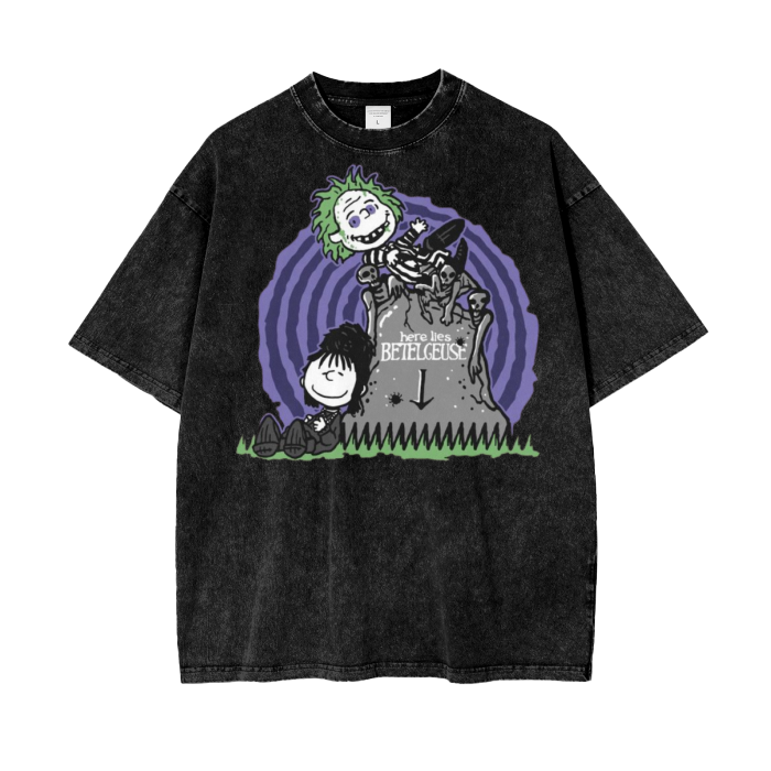 Beetlejuice Acid Wash Oversize T-Shirt -