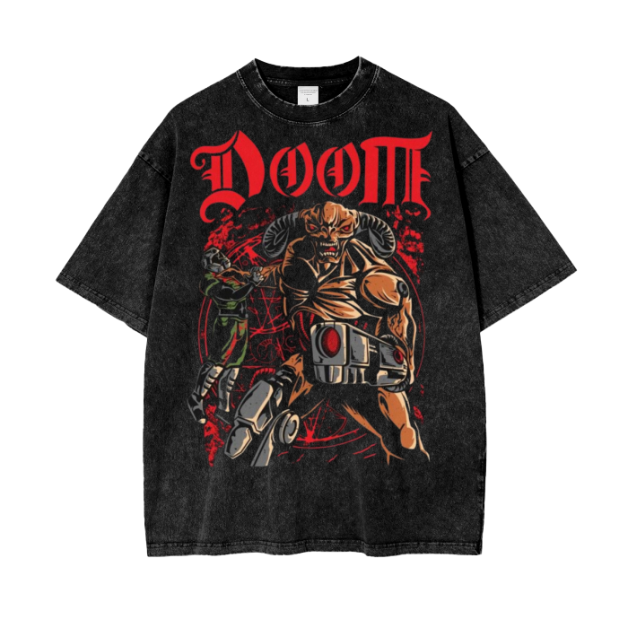 Doom Acid Wash Oversize T-Shirt -