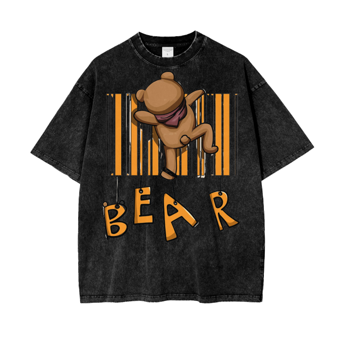 Bear climbing Acid Wash Oversize T-Shirt ODMPOD