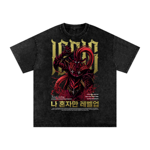 Igris Solo Leveling Acid Wash Oversize T-Shirt