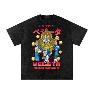 Vegeta Super Saiyan 3 Dragonball Daima Acid Wash Oversize T-Shirt