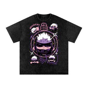 Kirby x Gojo Jujitsu Kaisen Acid Wash Oversize T-Shirt