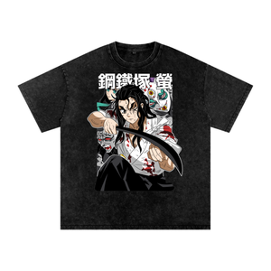 Haganezuka Demon Slayer Acid Wash Oversize T-Shirt