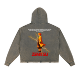 Zenitsu Demon Slayer Vintage Washed Frayed-Hem Hoodie