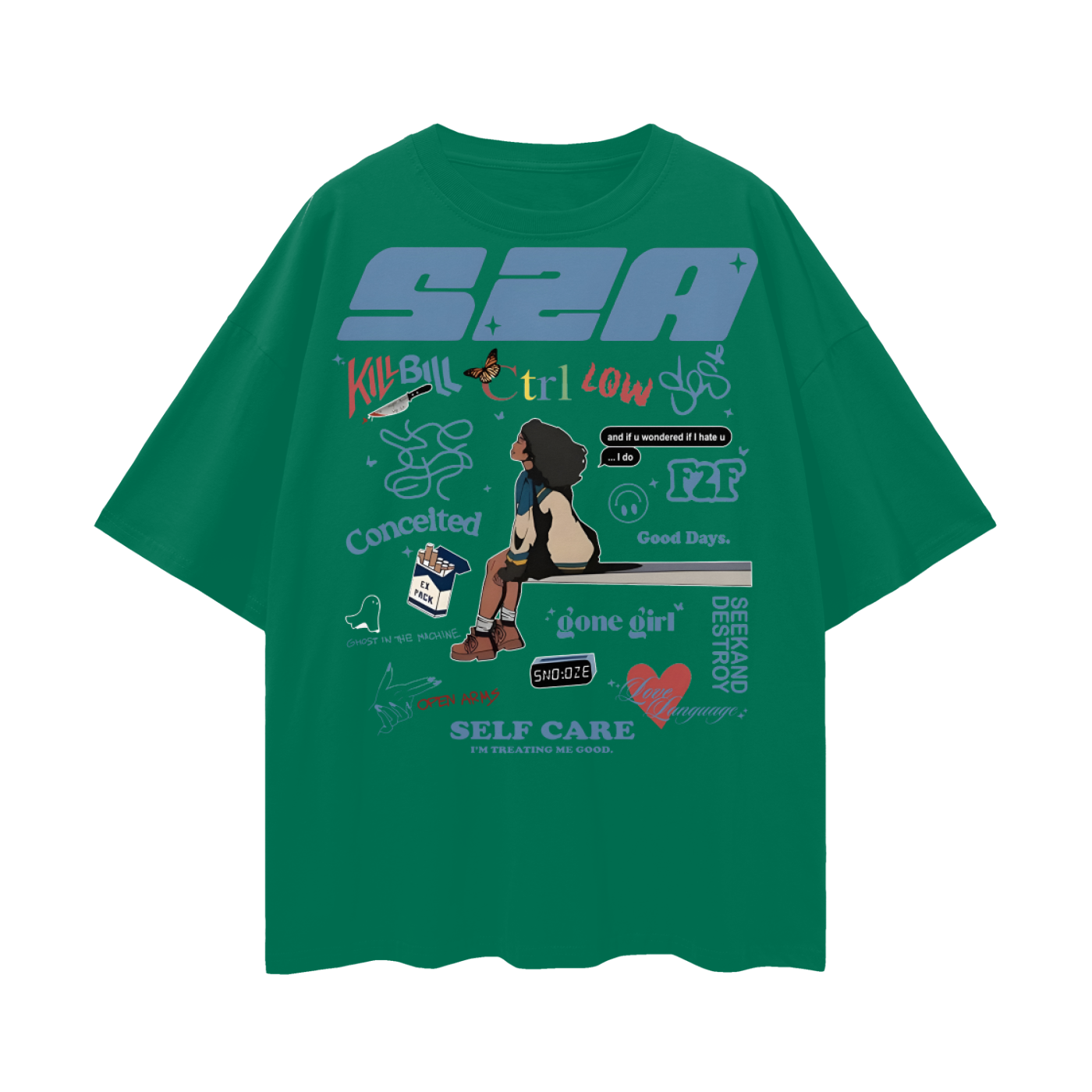 SZA Oversize Deep Drop Shoulder Tee