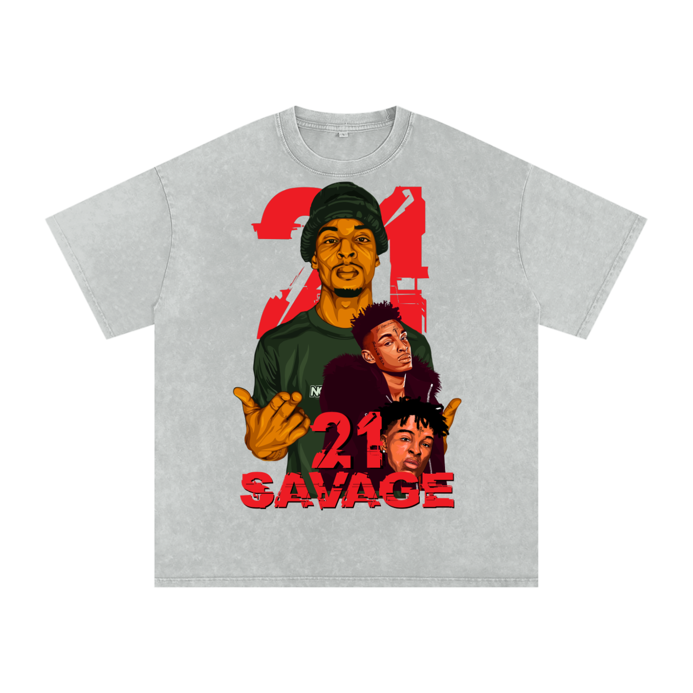 21 Savage Acid Wash Oversize T-Shirt
