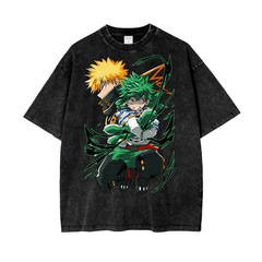 Bakugo and Deku My Hero Academia Acid Wash Oversize T-Shirt