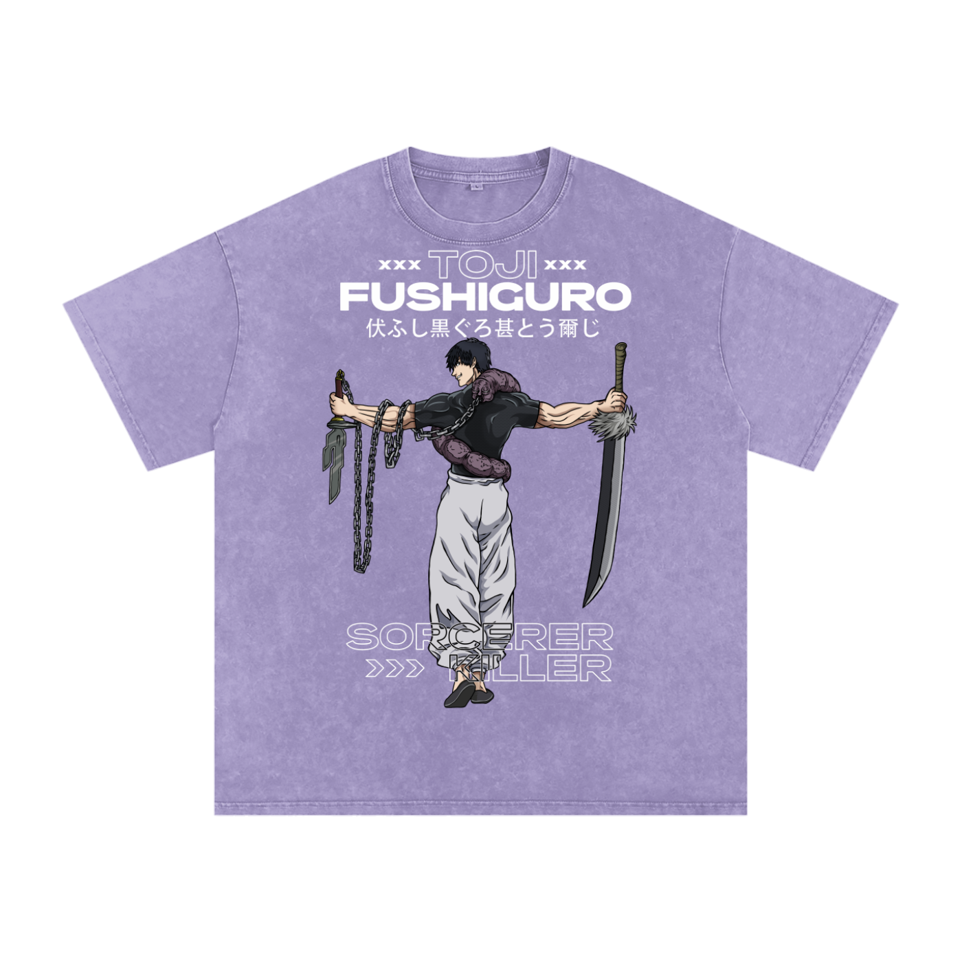 Toji Jujitsu Kaisen Acid Wash Oversize T-Shirt