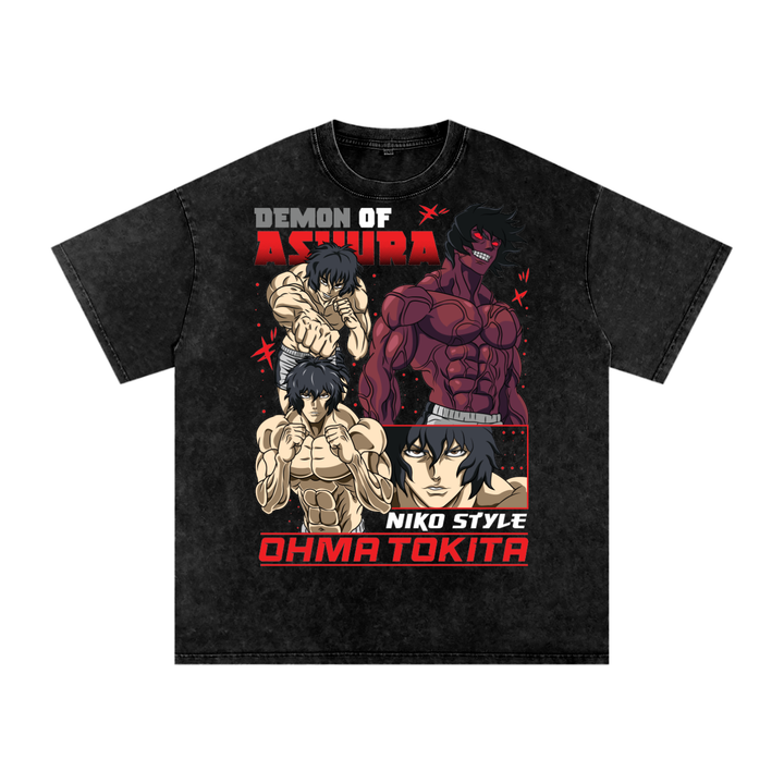 Ohma Kengan Ashura Acid Wash Oversize T-Shirt