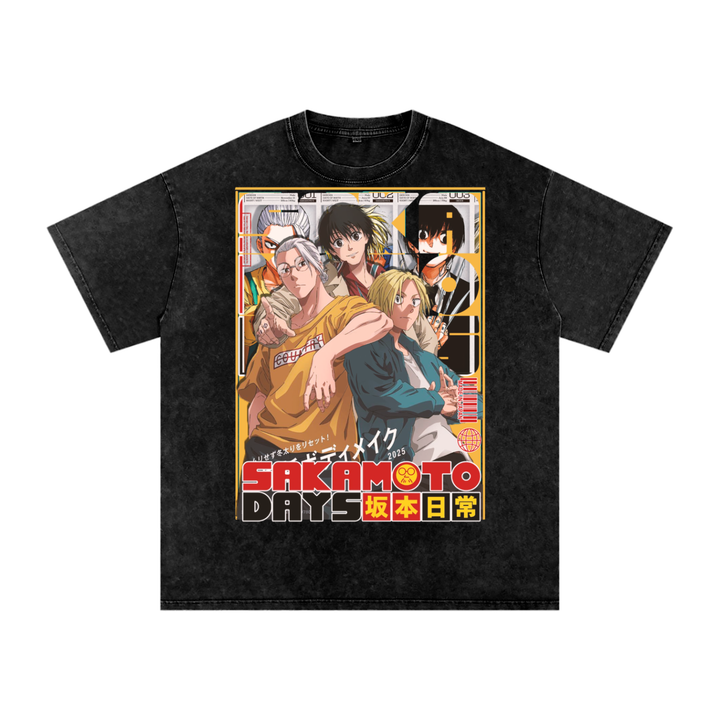 Sakamoto Days Acid Wash Oversize T-Shirt