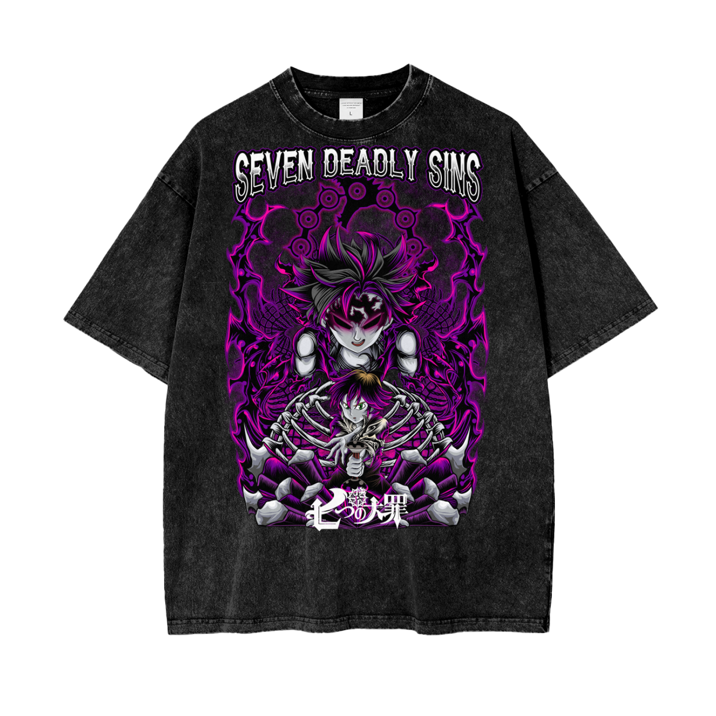 Meliodas Seven Deadly Sins Oversize Snow Washed T-Shirt