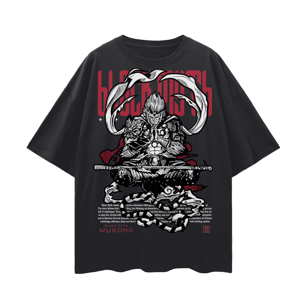 Black Myth Wukong Streetwear Loose Drop Shoulder T-Shirt