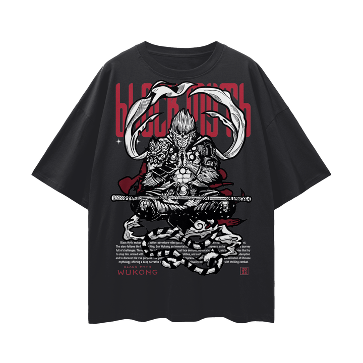 Black Myth Wukong Streetwear Loose Drop Shoulder T-Shirt