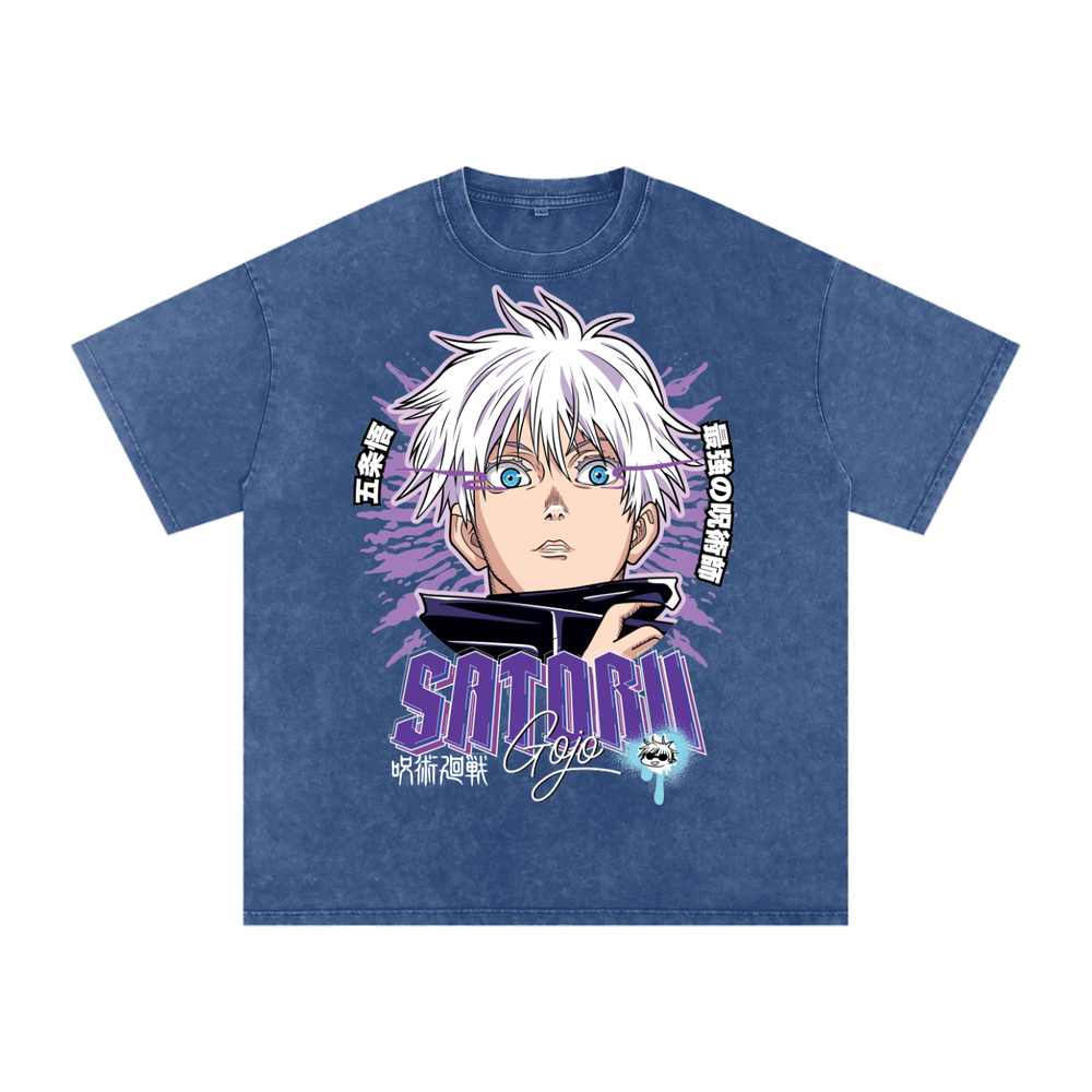 Gojo Jujitsu Kaisen Acid Wash Oversize T-Shirt