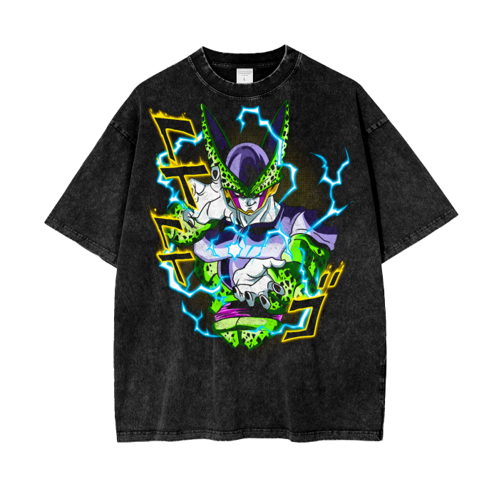 Cell Dragonball Oversize Snow Washed T-Shirt