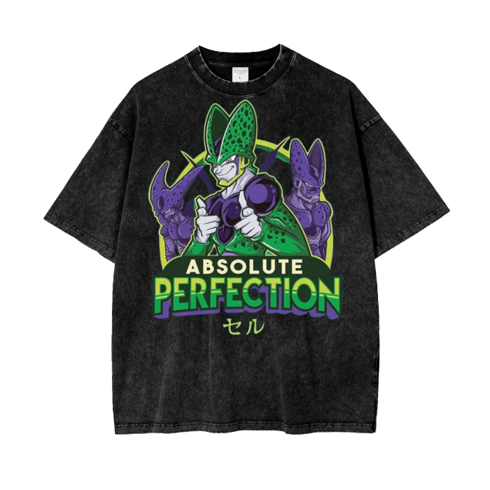 Perfect Cell Dragonball Z Acid Wash Oversize T-Shirt - 