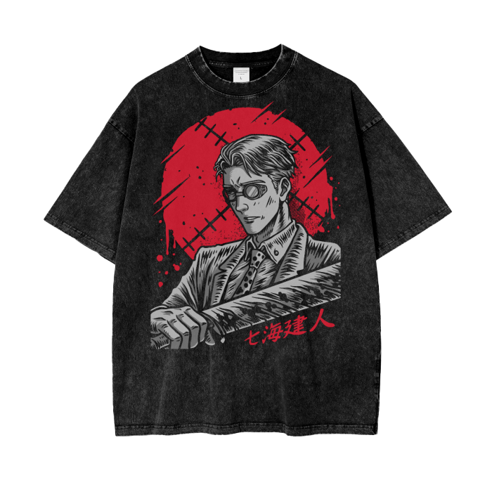 Nanami Acid Jujitsu Kaisen Wash Oversize T-Shirt - 