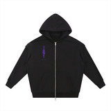 Solo Leveling Contrast Tape Raw Edge Double Layered Zip Hoodie
