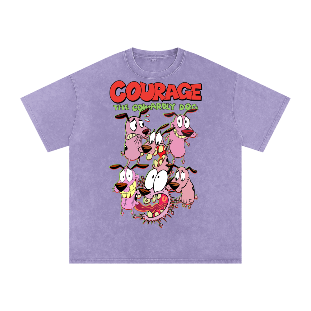 Courage the cowardly dog Acid Wash Oversize T-Shirt