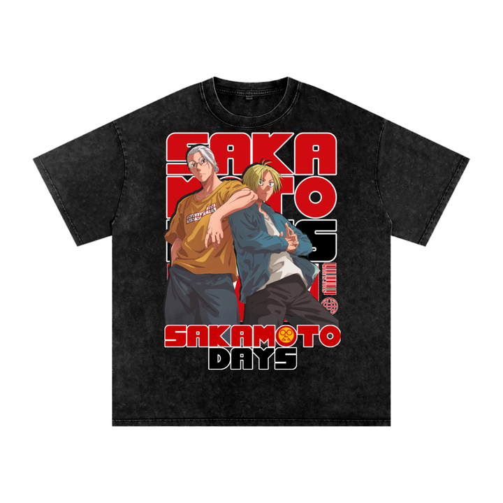 Sakamoto Days Acid Wash Oversize T-Shirt