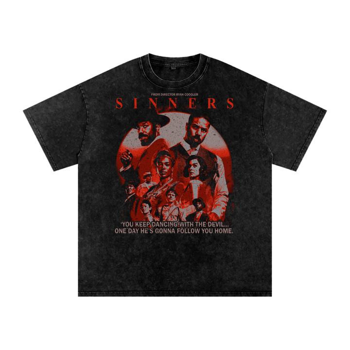 Sinners Acid Wash Oversize T-Shirt