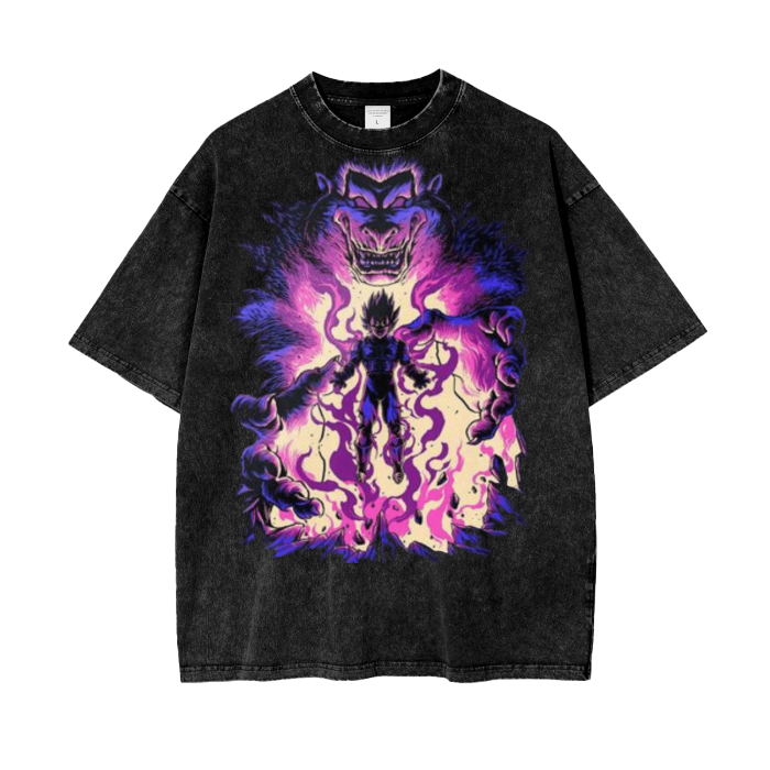 Vegeta Dragonball Acid Wash Oversize T-Shirt - 