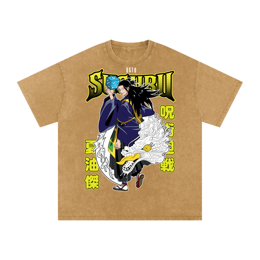 Geto Jujitsu kaisen Acid Wash Oversize T-Shirt