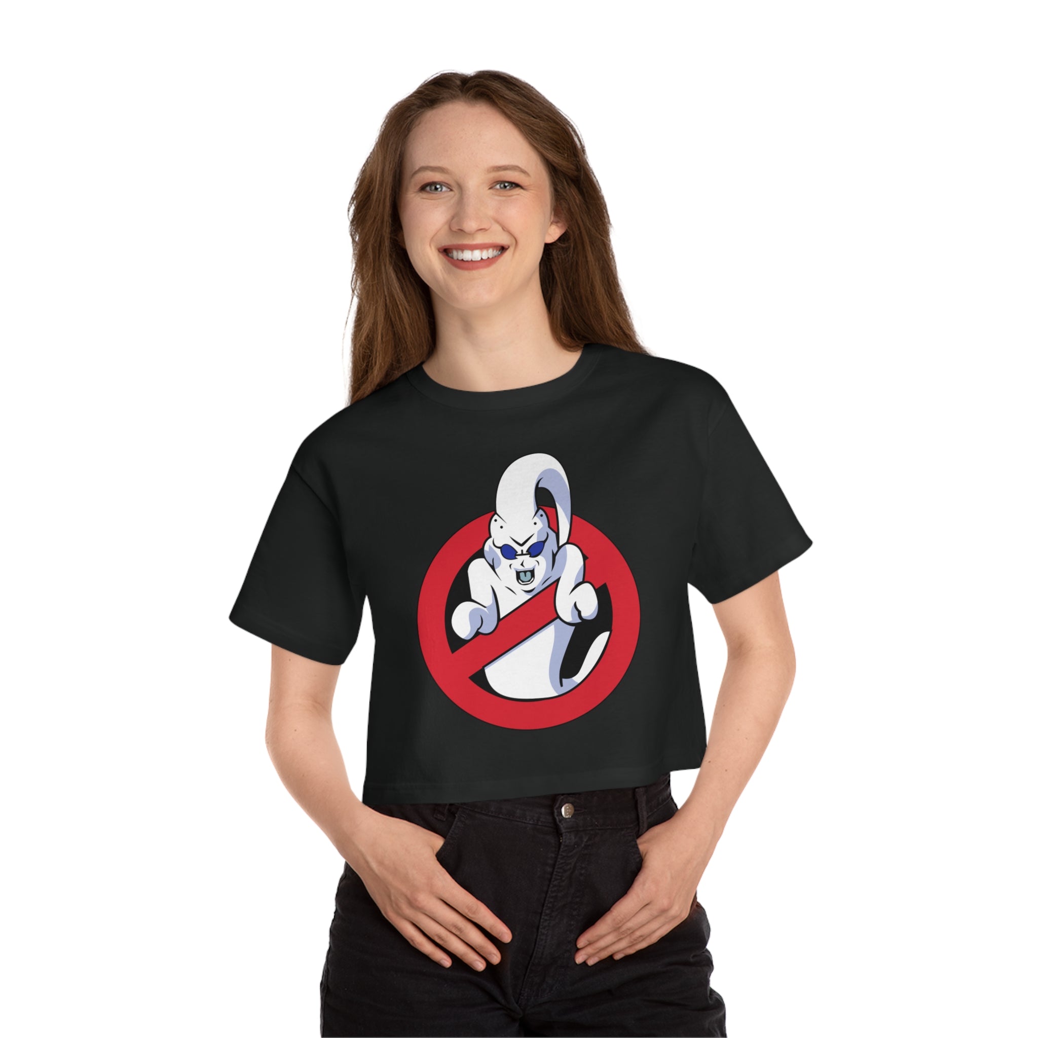 Majin Boo Ghost Champion Women's Heritage Cropped T-Shirt - IGZ Clothing 