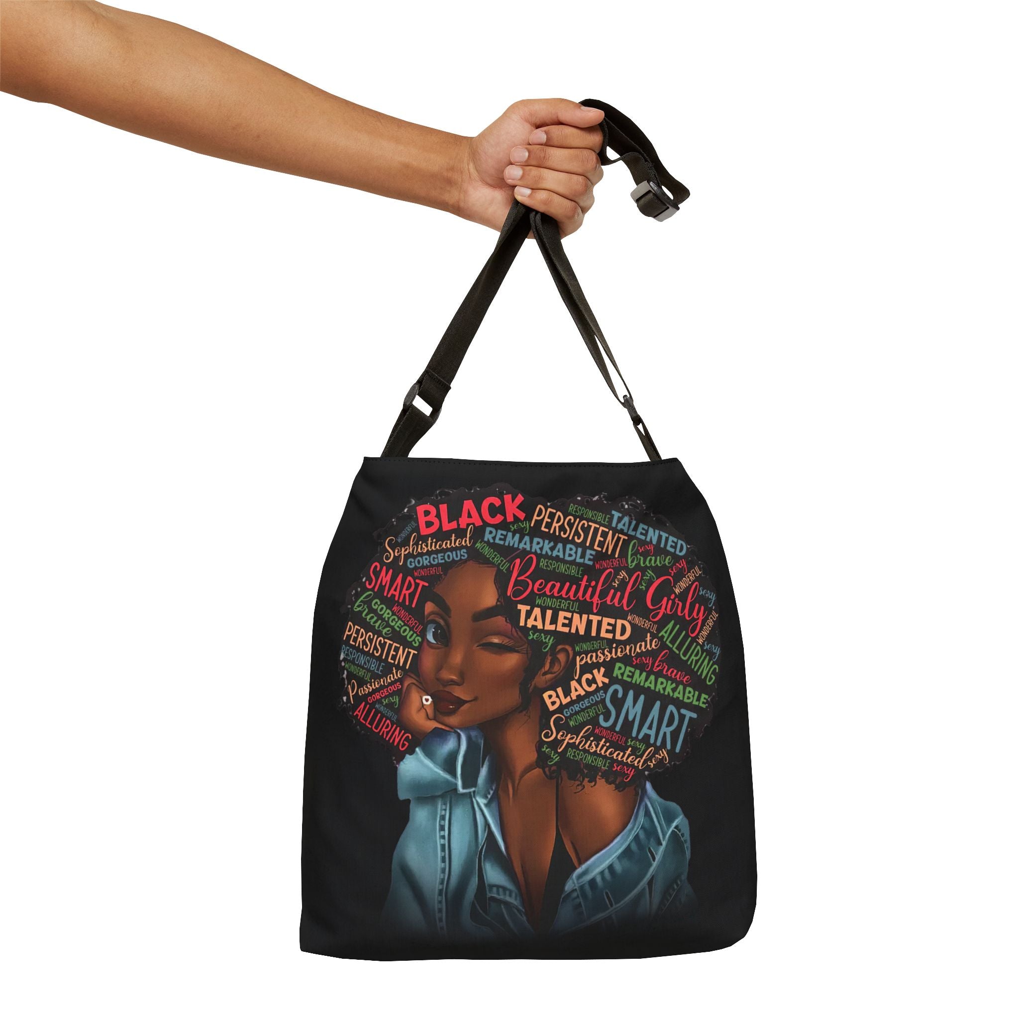 Black Beauty Adjustable Tote Bag (AOP)