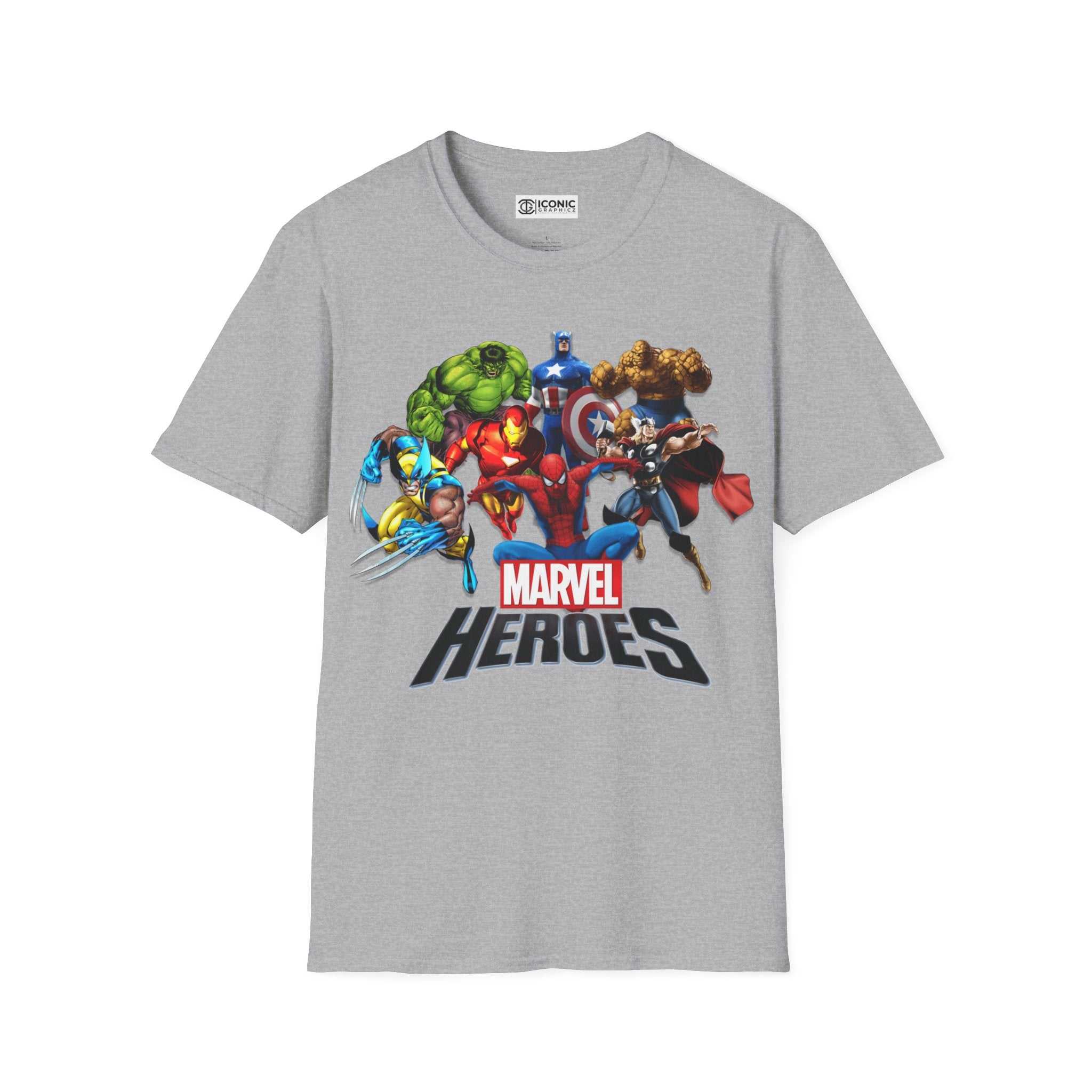 Marvel Heros Unisex Softstyle T-Shirt - IGZ Clothing 