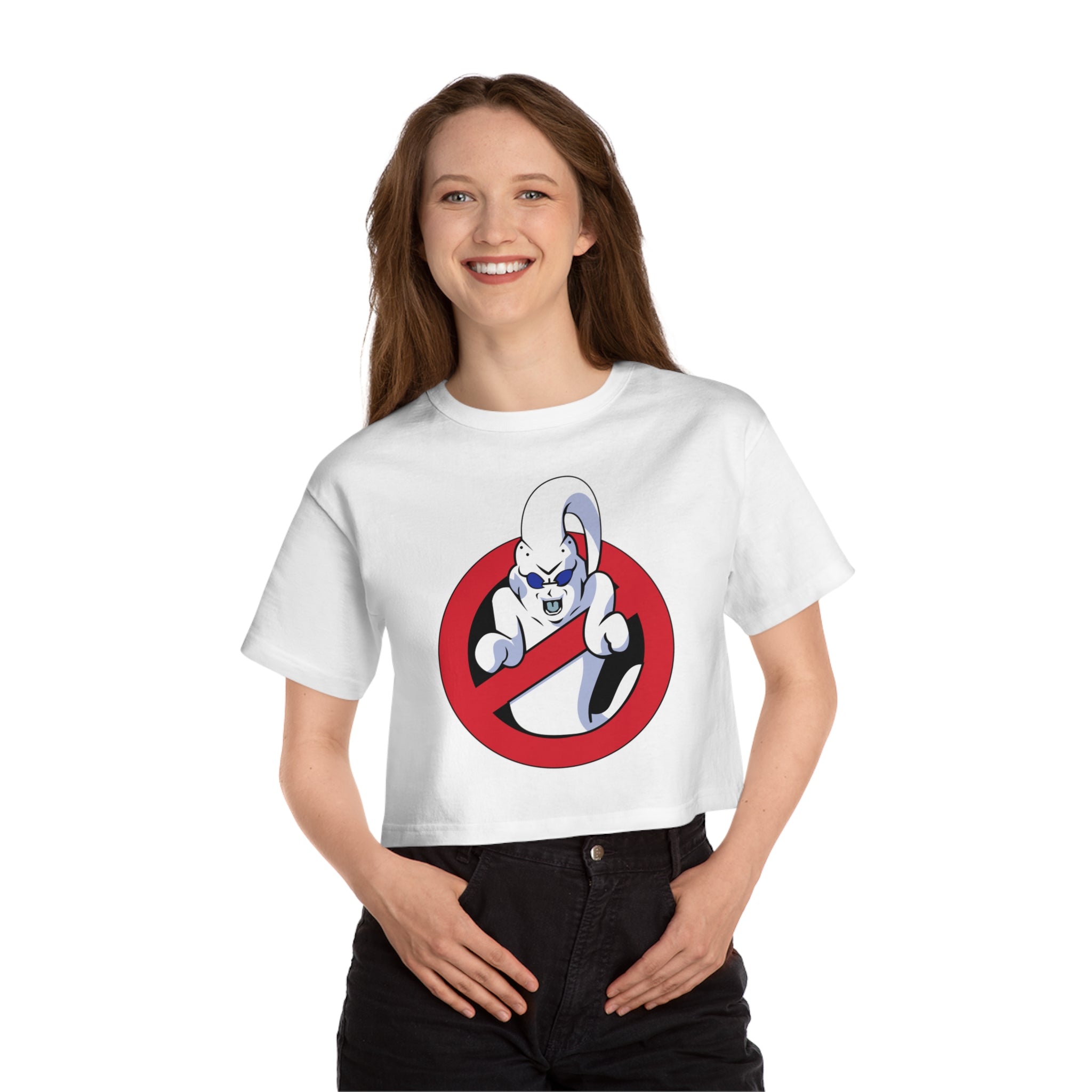 Majin Boo Ghost Champion Women's Heritage Cropped T-Shirt - IGZ Clothing 