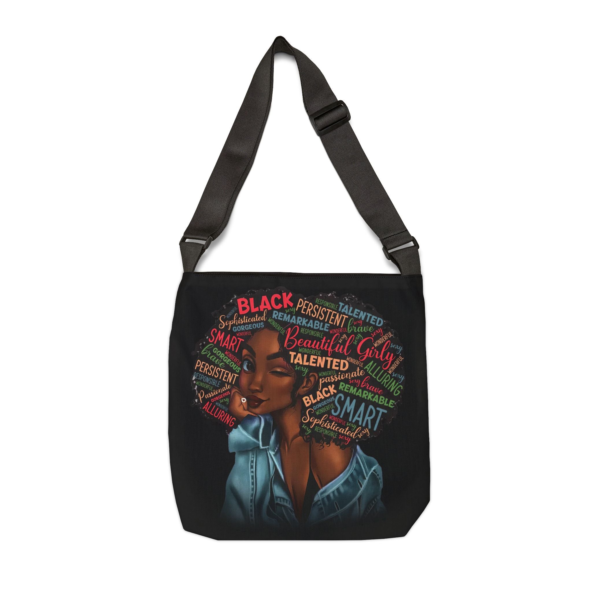 Black Beauty Adjustable Tote Bag (AOP)