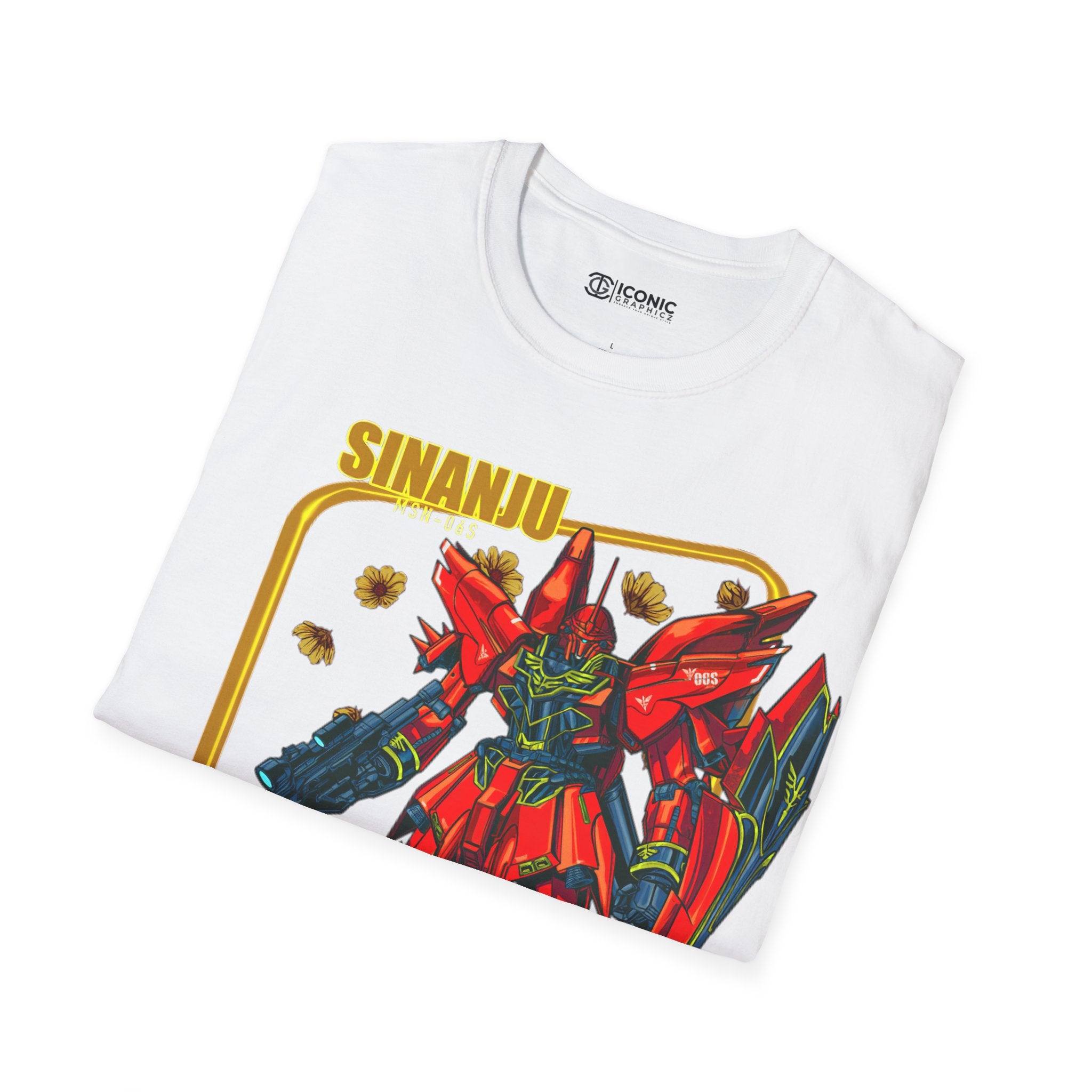 Retro Sinanju Gundam Unisex Softstyle T-Shirt - IGZ Clothing 